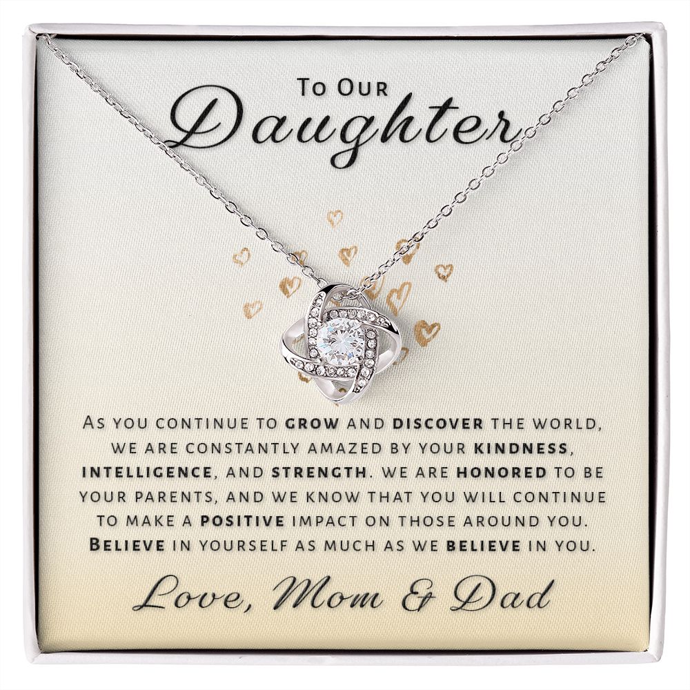 Gift for Daughter From Mom & Dad - Honored Love Knot Necklace