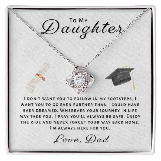 Gift For Daughter From Dad - Go Further Grad Love Knot Necklace