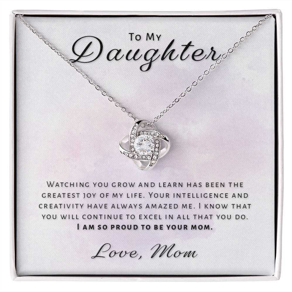 Gift for Daughter From Mom - Greatest Joy Love Knot Necklace