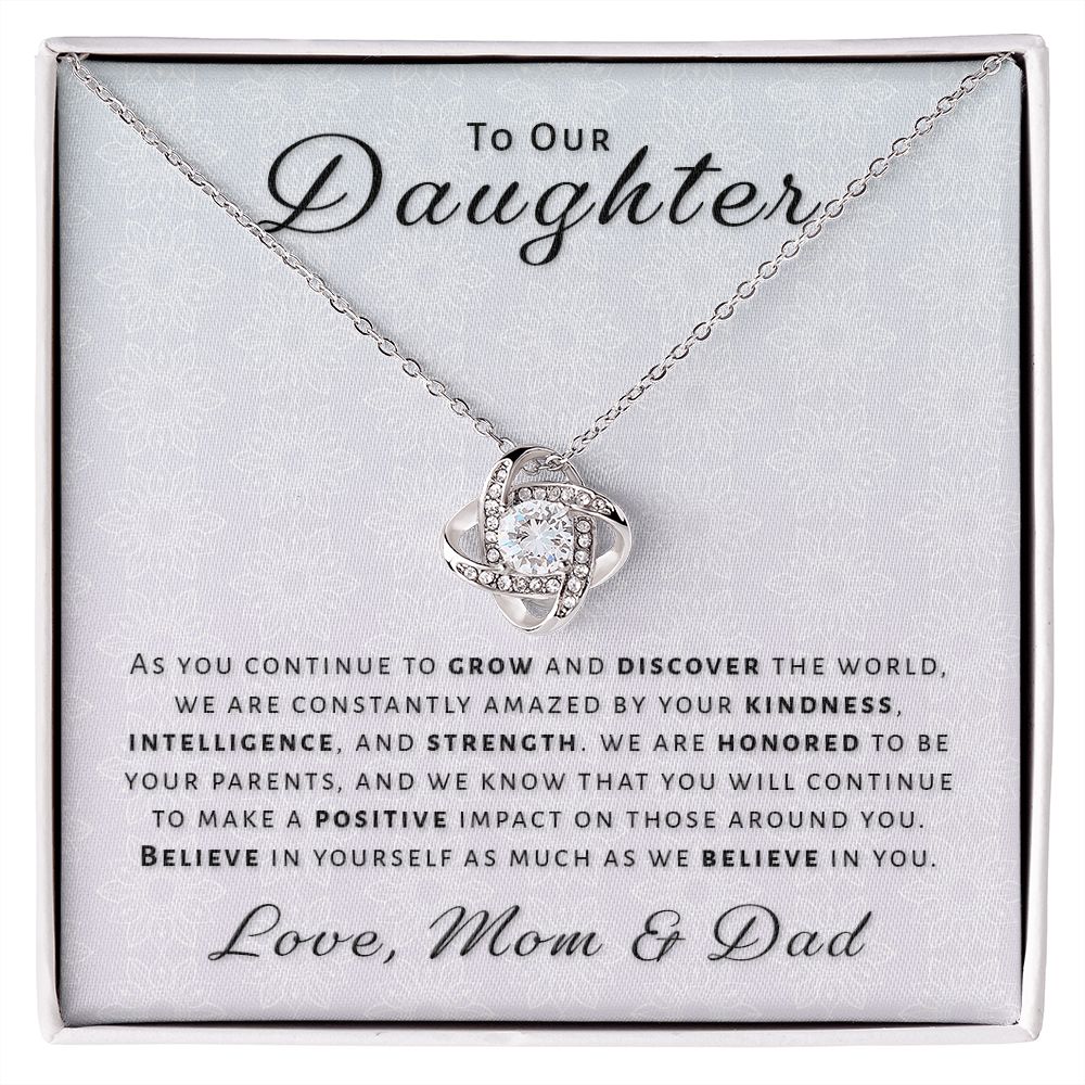 Gift for Daughter From Mom & Dad - Honored Love Knot Necklace