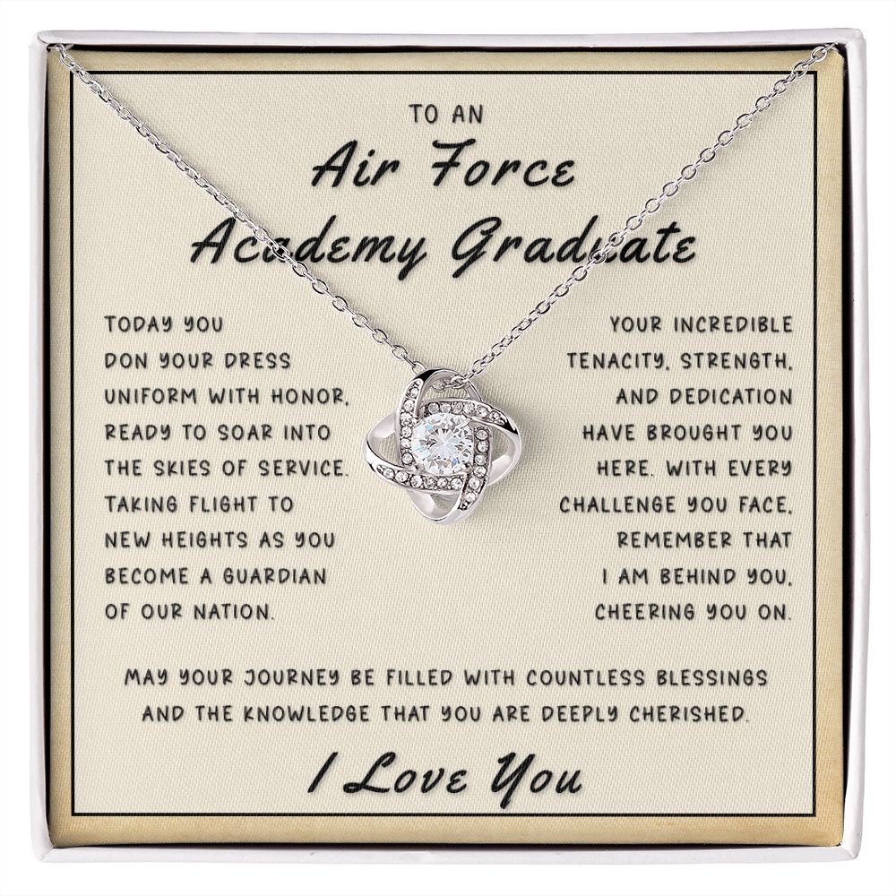 Gift for Air Force Graduate - Taking Flight Love Knot Necklace