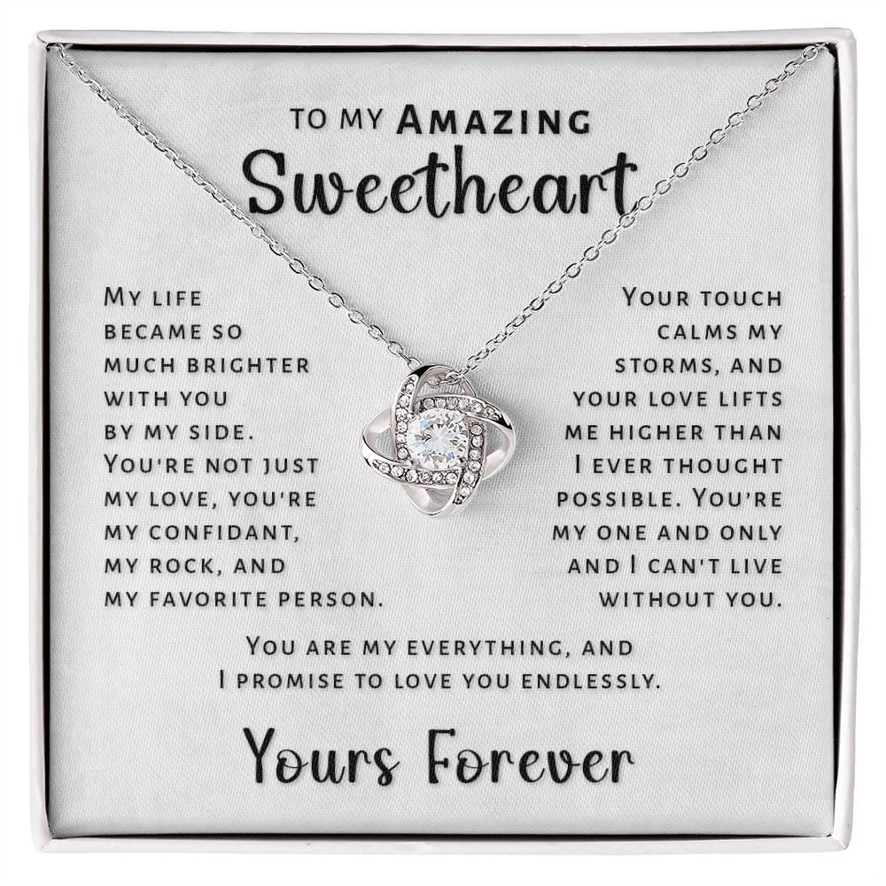 Gift For Sweetheart - Love Lifts Me Love Knot Necklace