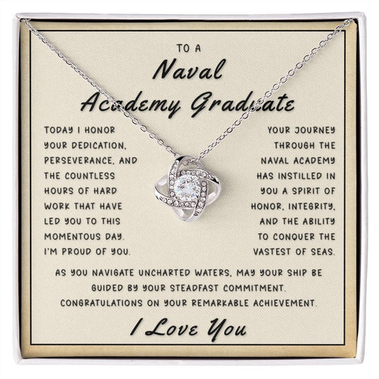 Gift for Naval Academy Graduate - Anchored In Excellence Love Knot Necklace