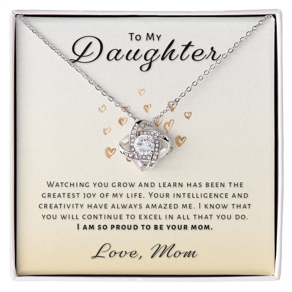 Gift for Daughter From Mom - Greatest Joy Love Knot Necklace