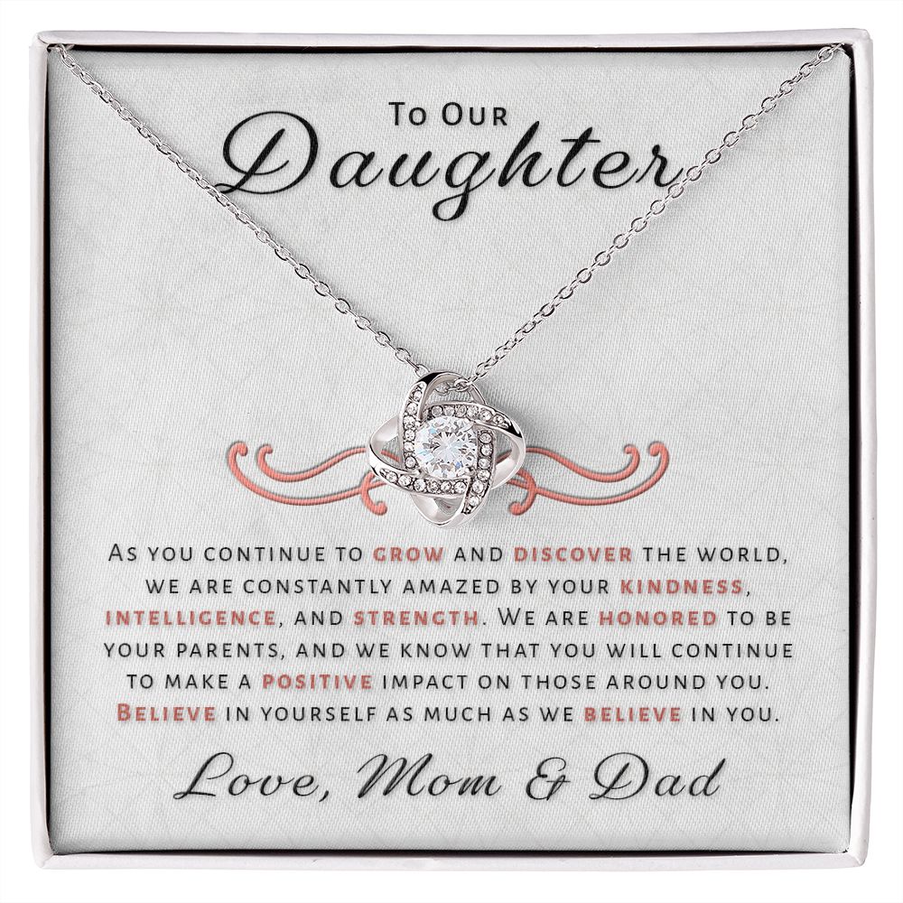 Gift for Daughter From Mom & Dad - Honored Love Knot Necklace