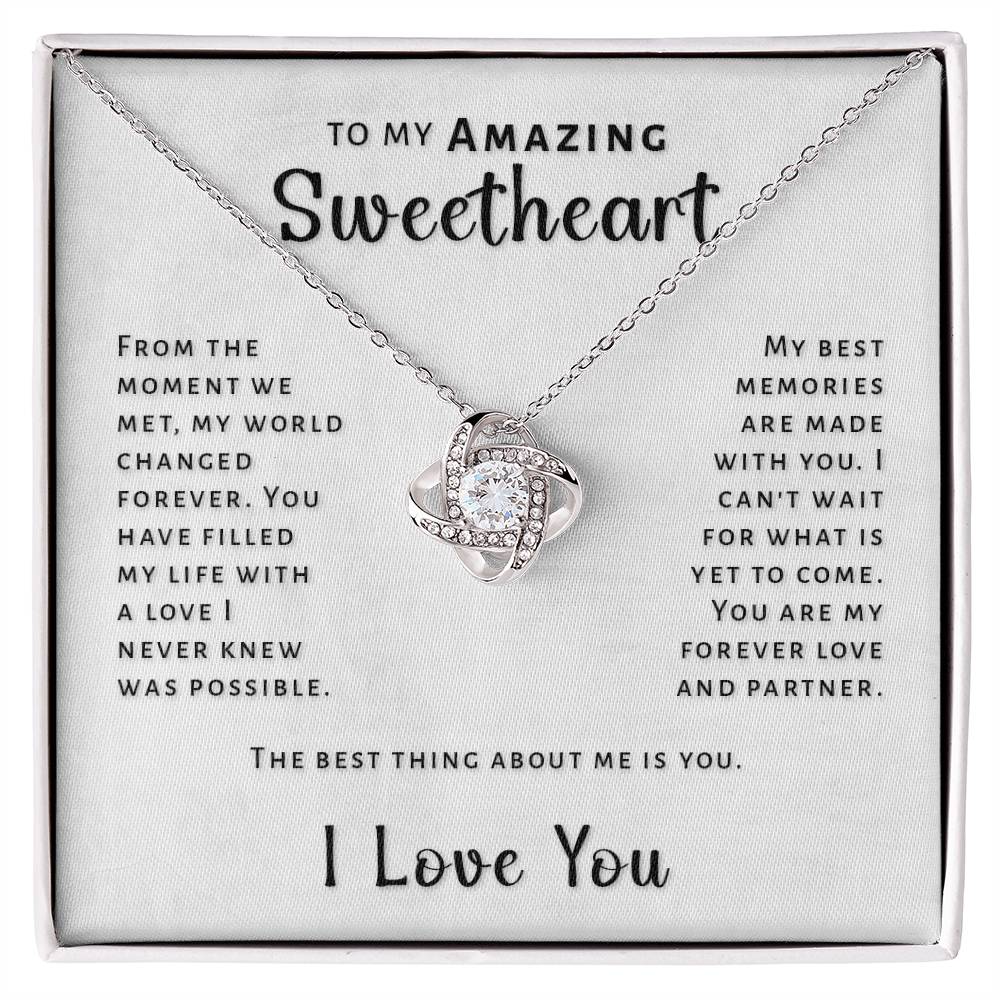 Gift For Sweetheart - Best Thing About Me Love Knot Necklace