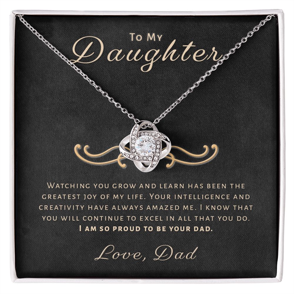 Gift for Daughter From Dad - Greatest Joy Love Knot Necklace