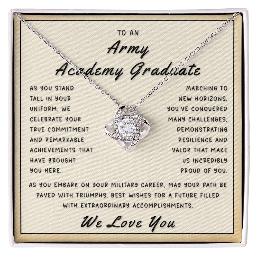 Gift for Army Academy Graduate From Us - New Horizons Love Knot Necklace