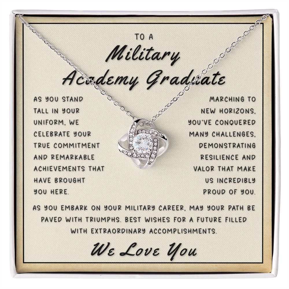 Gift for Military Academy Graduate From Us - New Horizons Love Knot Necklace