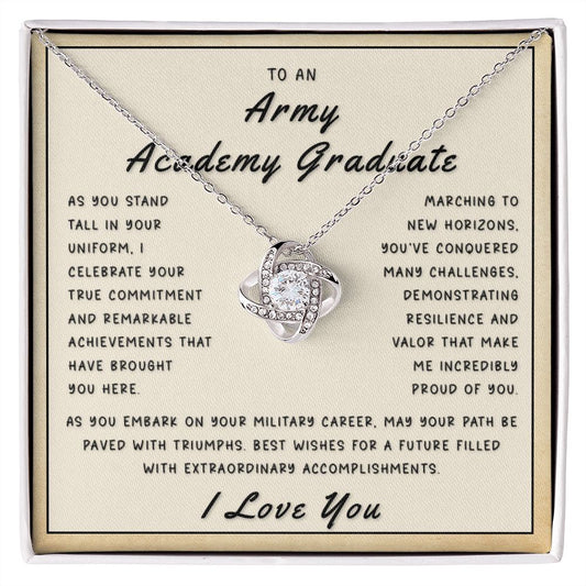 Gift for Army Academy Graduate - New Horizons Love Knot Necklace