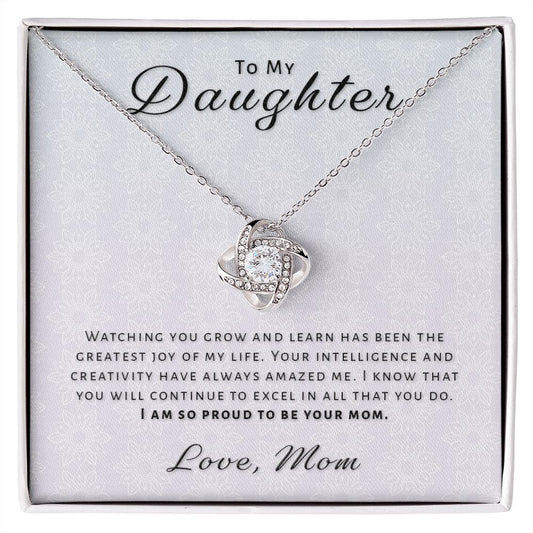 Gift for Daughter From Mom - Greatest Joy Love Knot Necklace