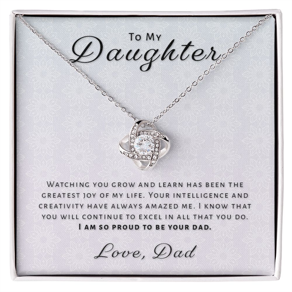 Gift for Daughter From Dad - Greatest Joy Love Knot Necklace