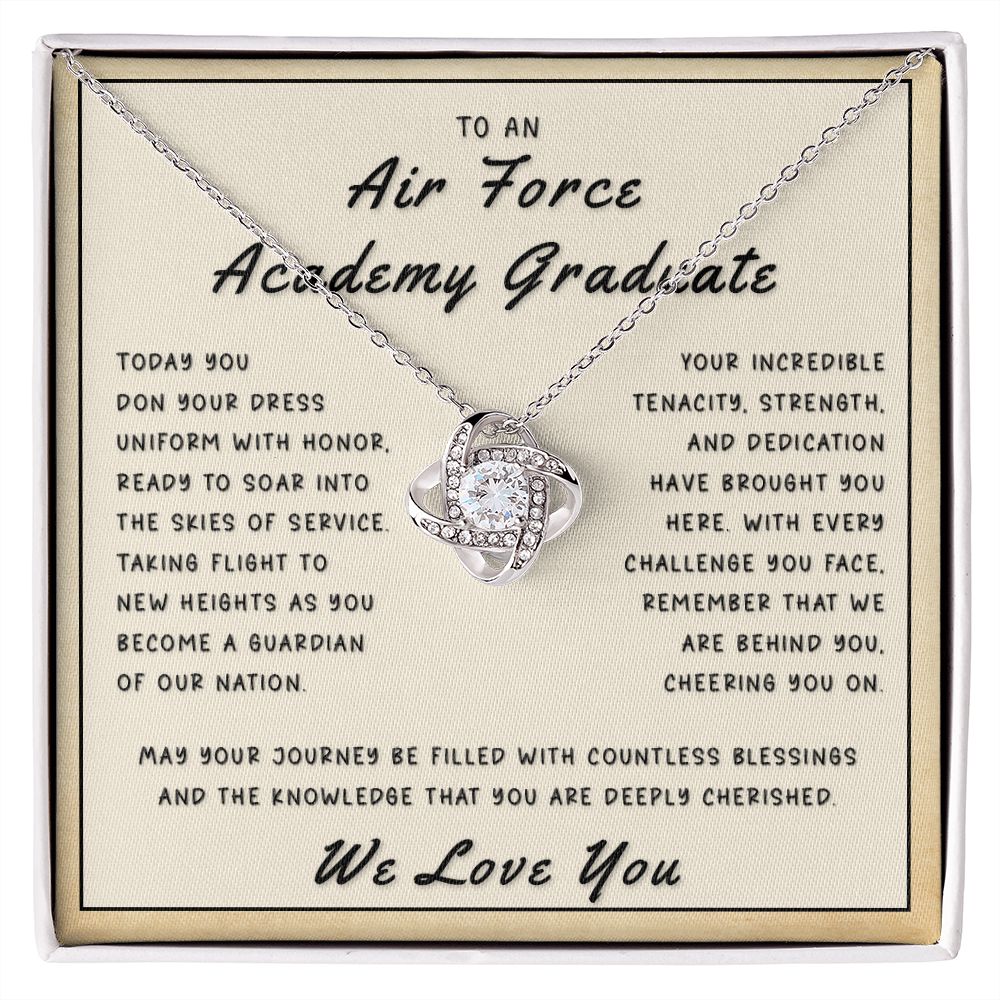 Gift for Air Force Graduate From Us - Taking Flight Love Knot Necklace