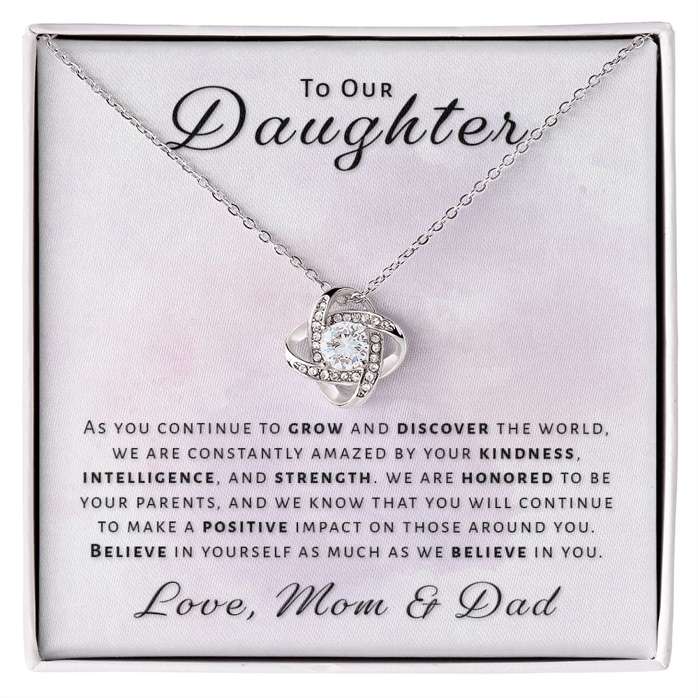 Gift for Daughter From Mom & Dad - Honored Love Knot Necklace