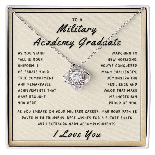 Gift for Military Academy Graduate - New Horizons Love Knot Necklace