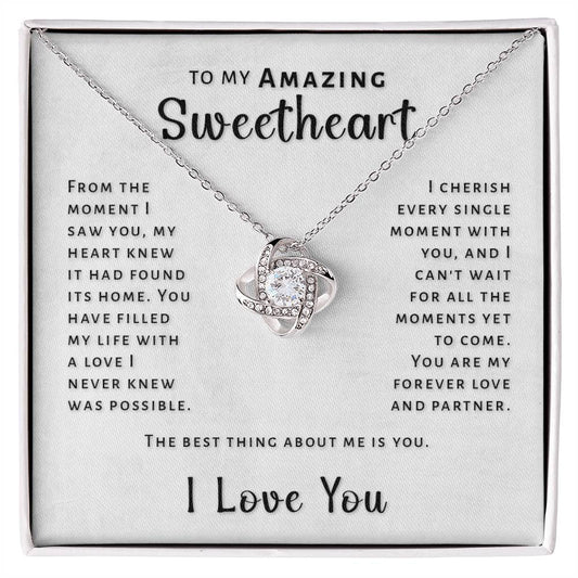 Gift For Sweetheart - Best Thing About Me Love Knot Necklace