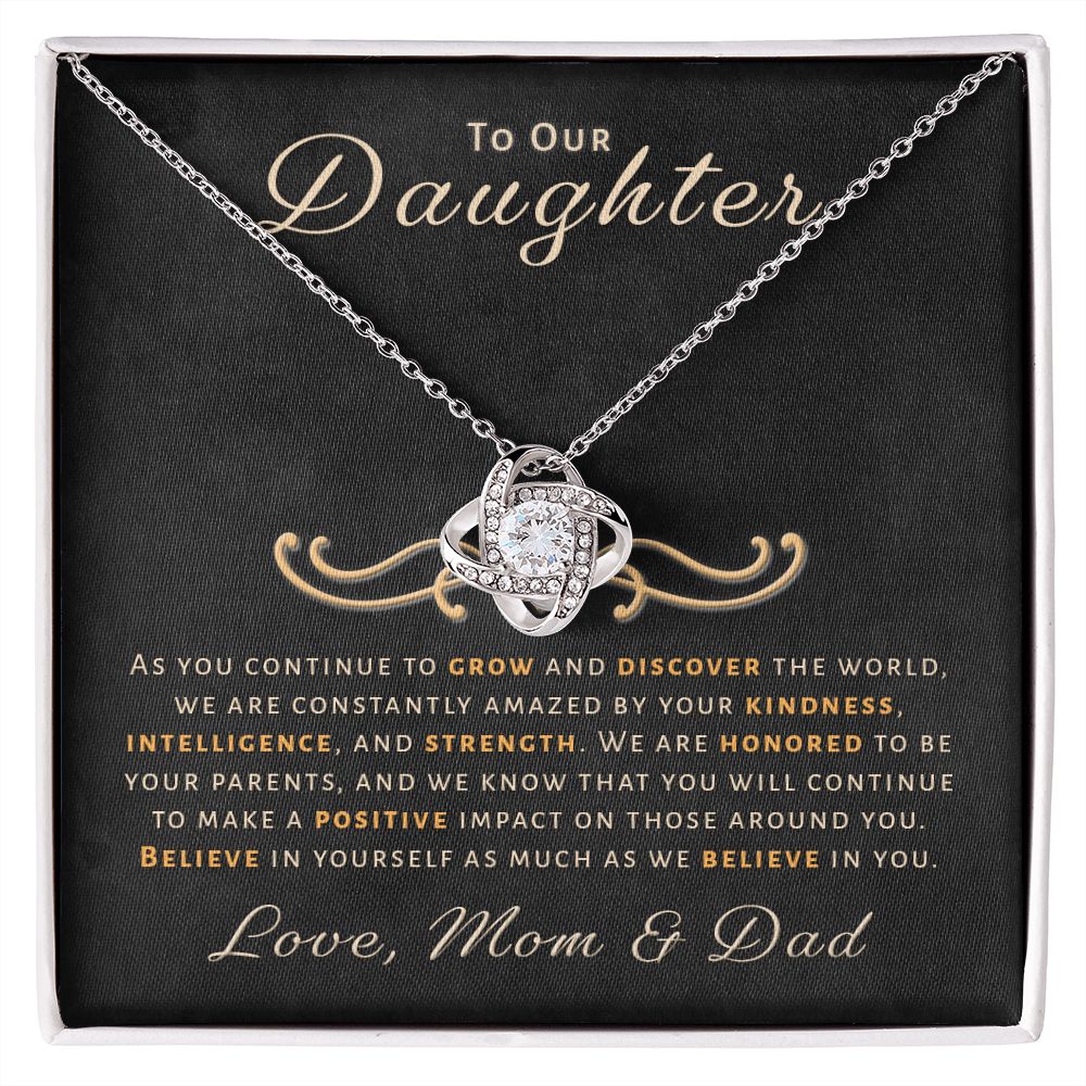 Gift for Daughter From Mom & Dad - Honored Love Knot Necklace