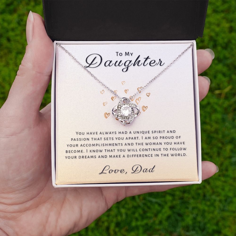 Gift for Daughter From Dad - Unique Spirit Love Knot Necklace