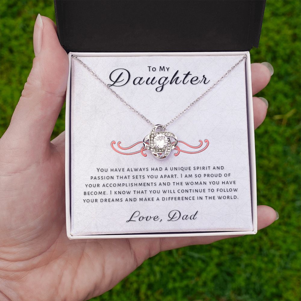 Gift for Daughter From Dad - Unique Spirit Love Knot Necklace