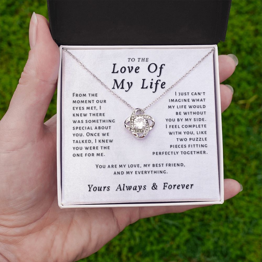 Gift For The Love Of My Life - Moment We Met Love Knot Necklace