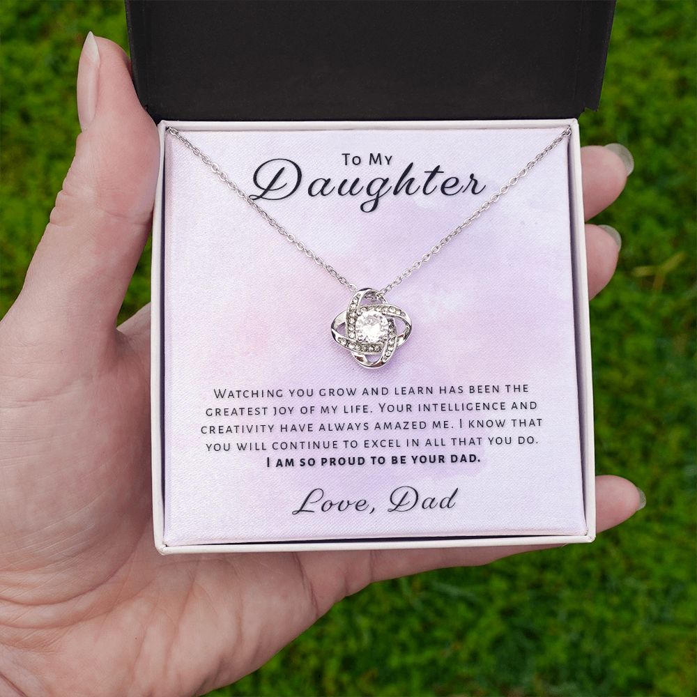 Gift for Daughter From Dad - Greatest Joy Love Knot Necklace