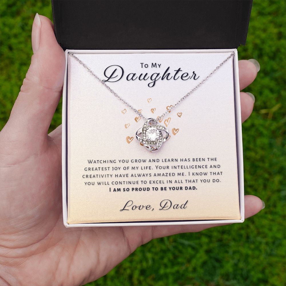 Gift for Daughter From Dad - Greatest Joy Love Knot Necklace