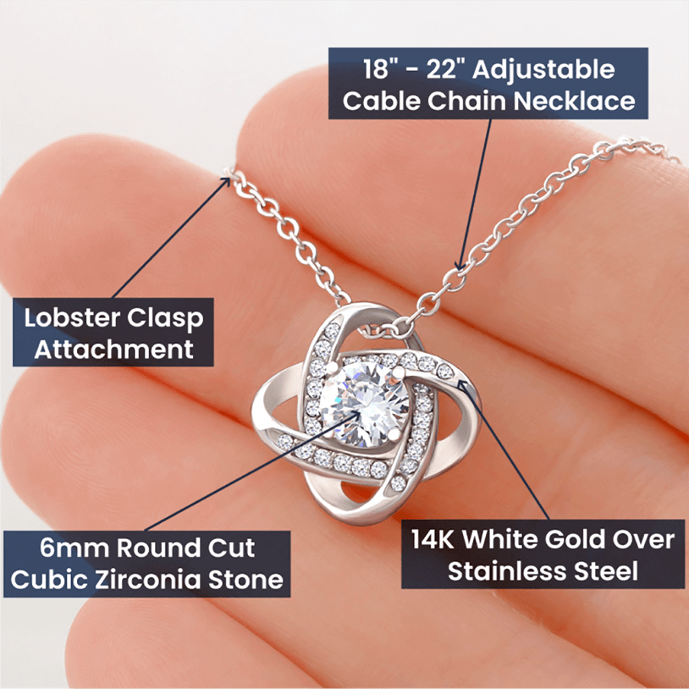 Gift For Daughter From Mom - Conquer The World Love Knot Necklace