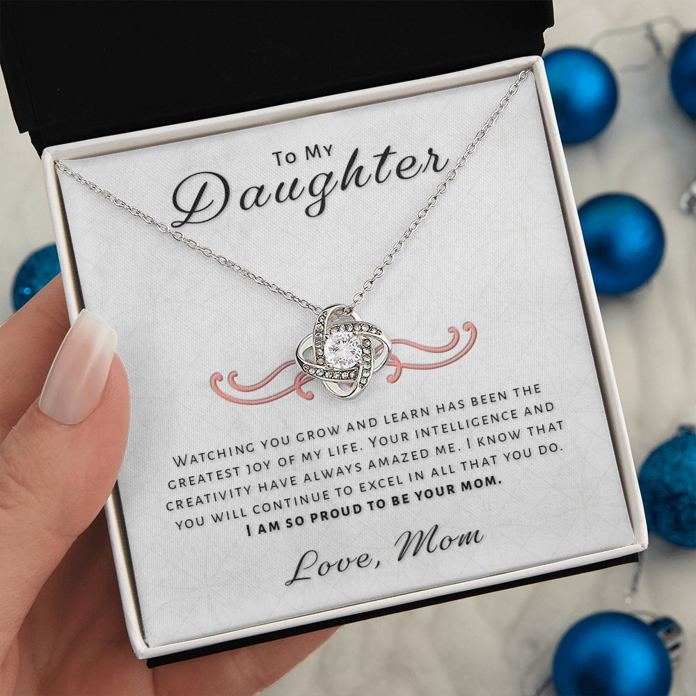 Gift for Daughter From Mom - Greatest Joy Love Knot Necklace