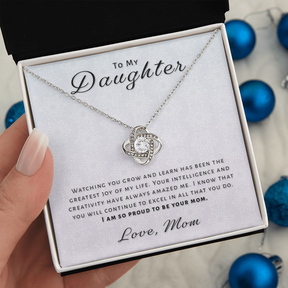 Gift for Daughter From Mom - Greatest Joy Love Knot Necklace