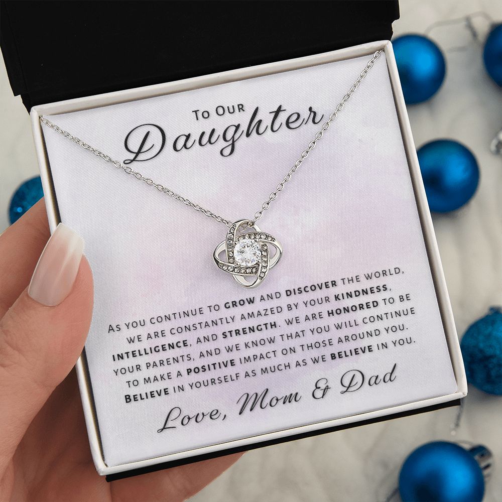 Gift for Daughter From Mom & Dad - Honored Love Knot Necklace