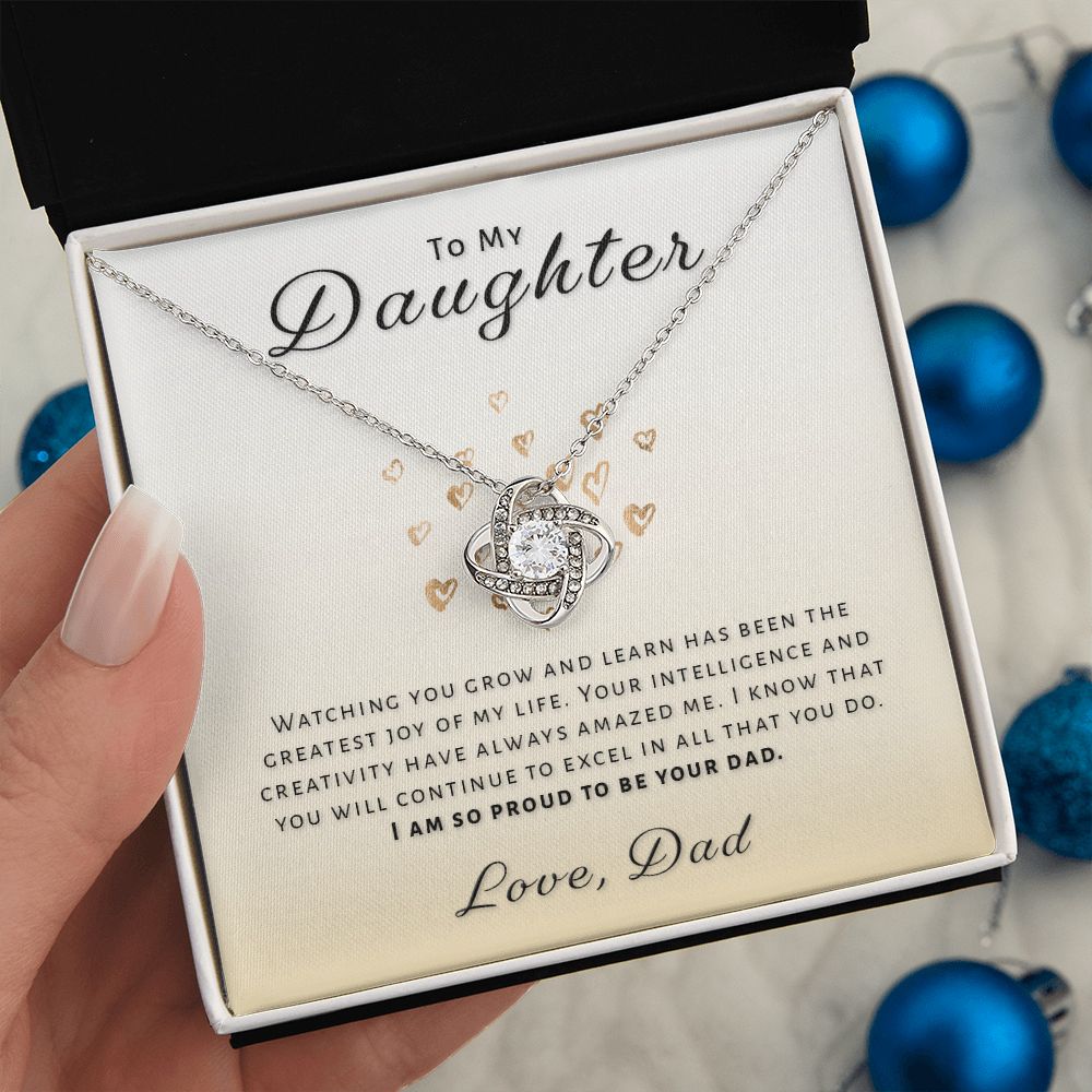 Gift for Daughter From Dad - Greatest Joy Love Knot Necklace