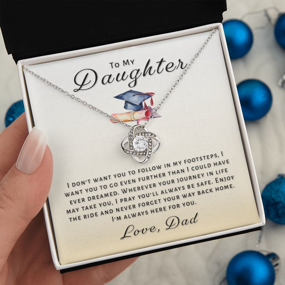 Gift For Daughter From Dad - Go Further Grad Love Knot Necklace