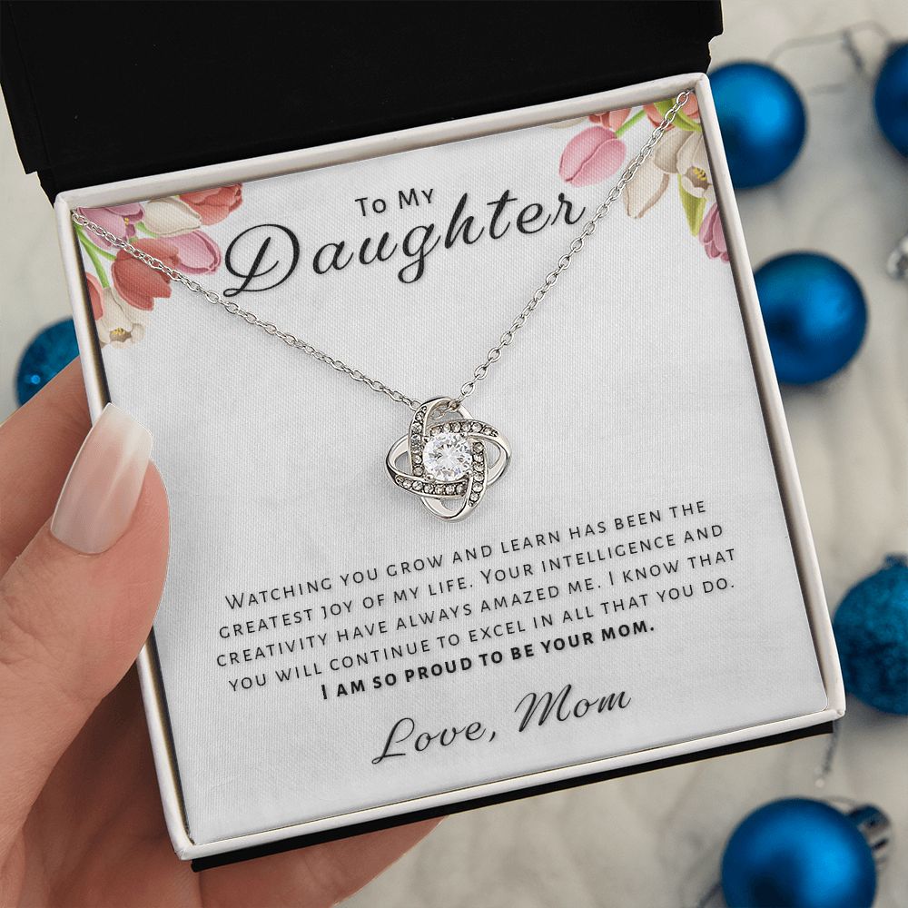 Gift for Daughter From Mom - Greatest Joy Love Knot Necklace