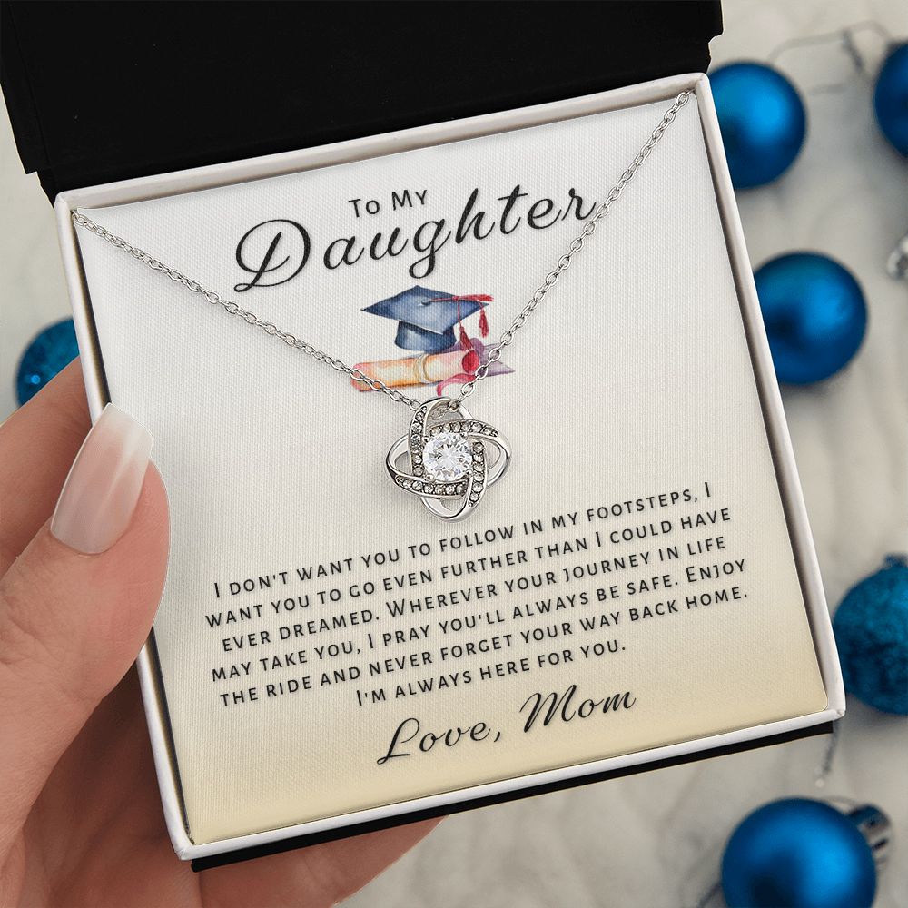 Gift For Daughter From Mom - Go Further Grad Love Knot Necklace