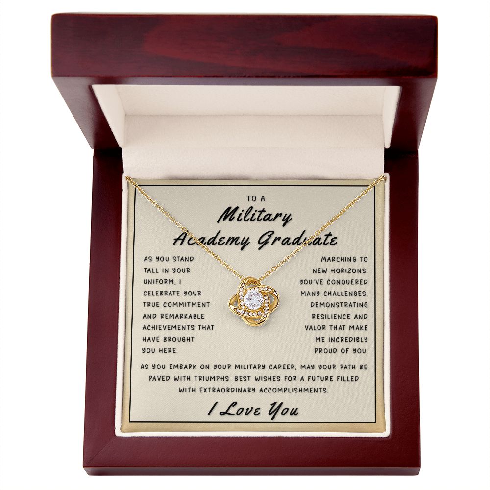 Gift for Military Academy Graduate - New Horizons Love Knot Necklace