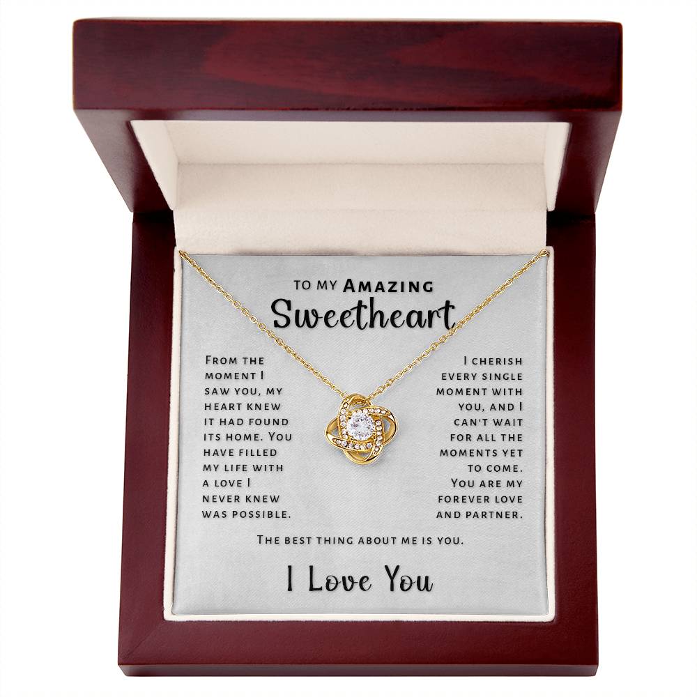 Gift For Sweetheart - Best Thing About Me Love Knot Necklace