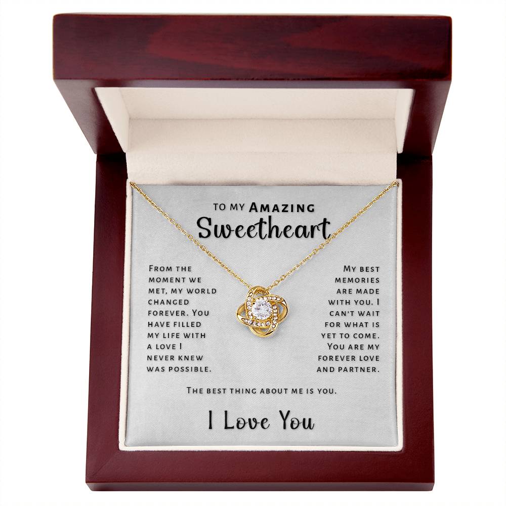 Gift For Sweetheart - Best Thing About Me Love Knot Necklace