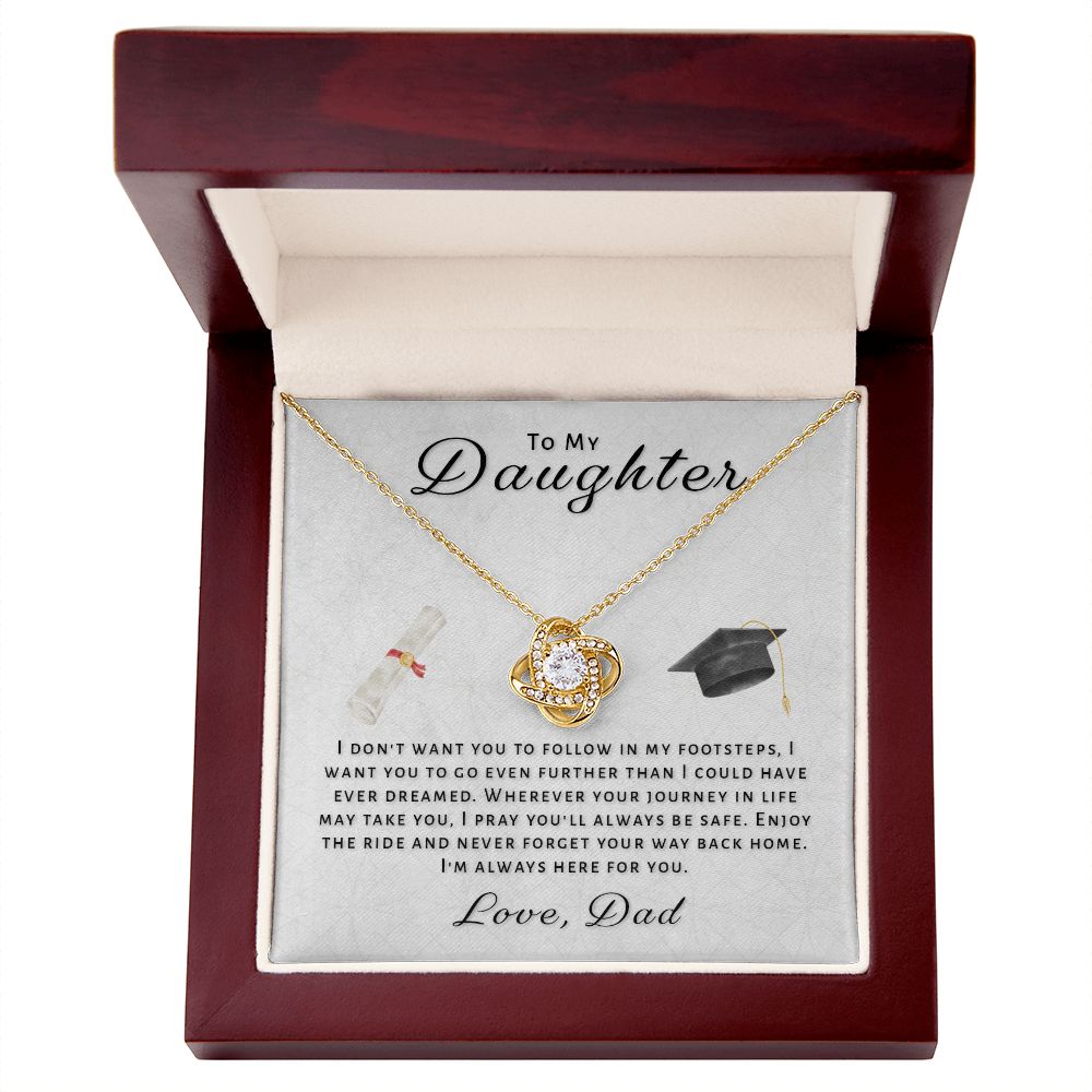 Gift For Daughter From Dad - Go Further Grad Love Knot Necklace