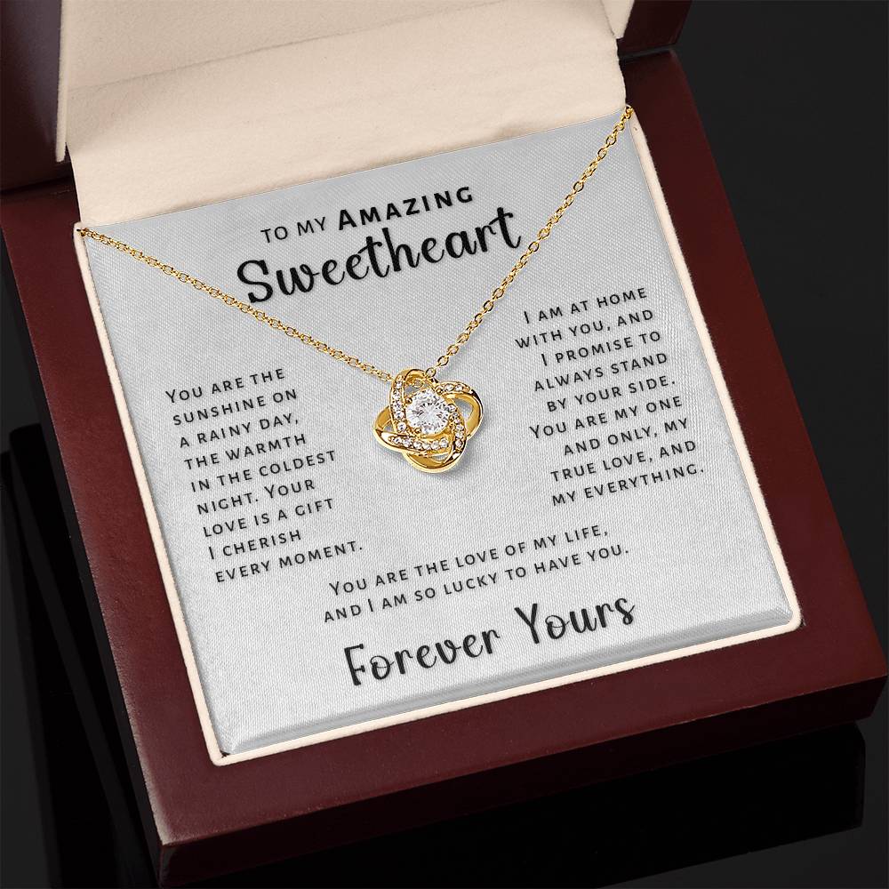 Gift For Sweetheart - I Cherish Love Knot Necklace