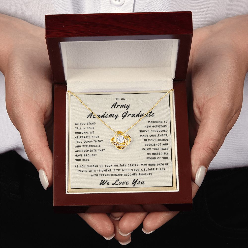 Gift for Army Academy Graduate From Us - New Horizons Love Knot Necklace