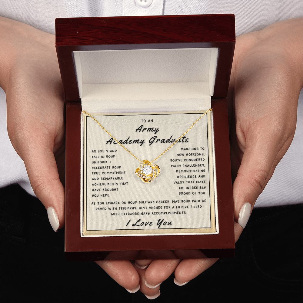 Gift for Army Academy Graduate - New Horizons Love Knot Necklace