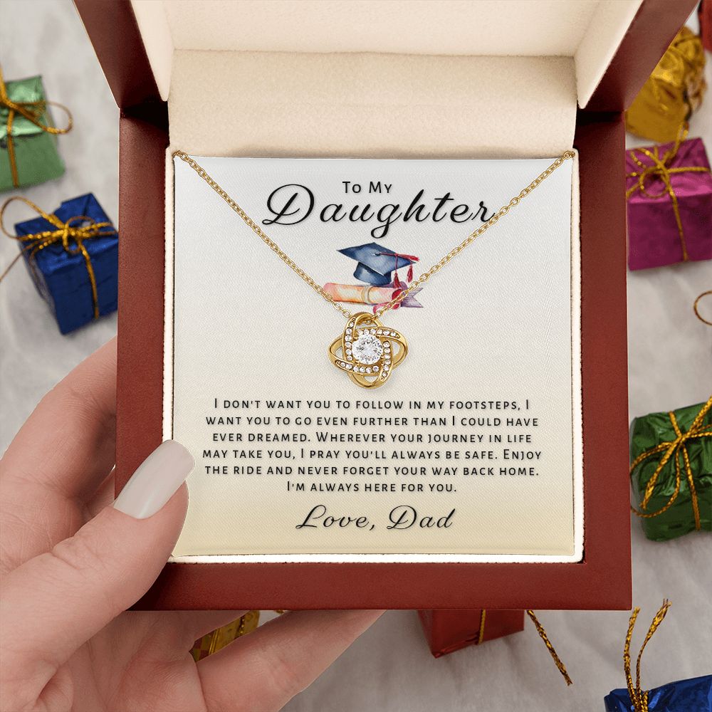 Gift For Daughter From Dad - Go Further Grad Love Knot Necklace