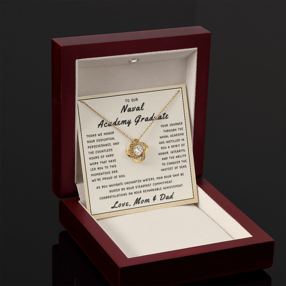 Gift for Daughter From Mom & Dad - Anchored In Excellence Love Knot Necklace