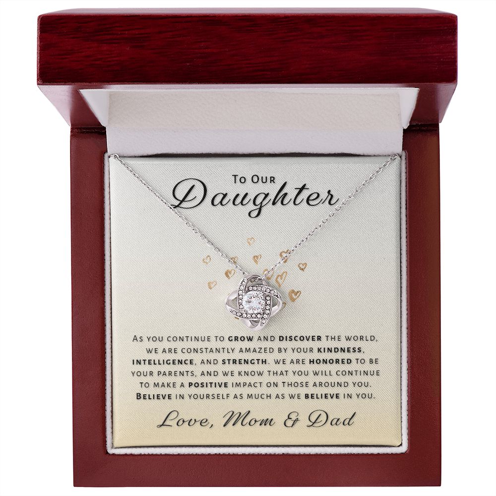 Gift for Daughter From Mom & Dad - Honored Love Knot Necklace