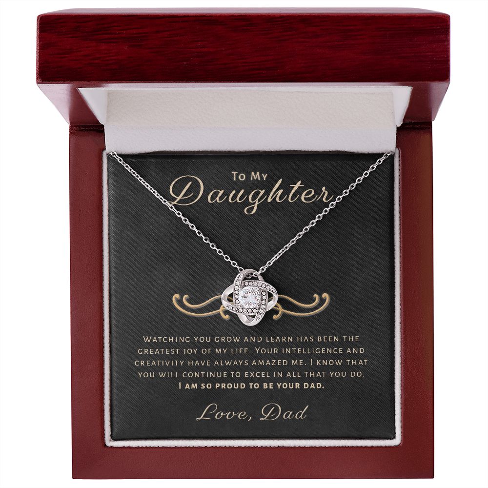 Gift for Daughter From Dad - Greatest Joy Love Knot Necklace