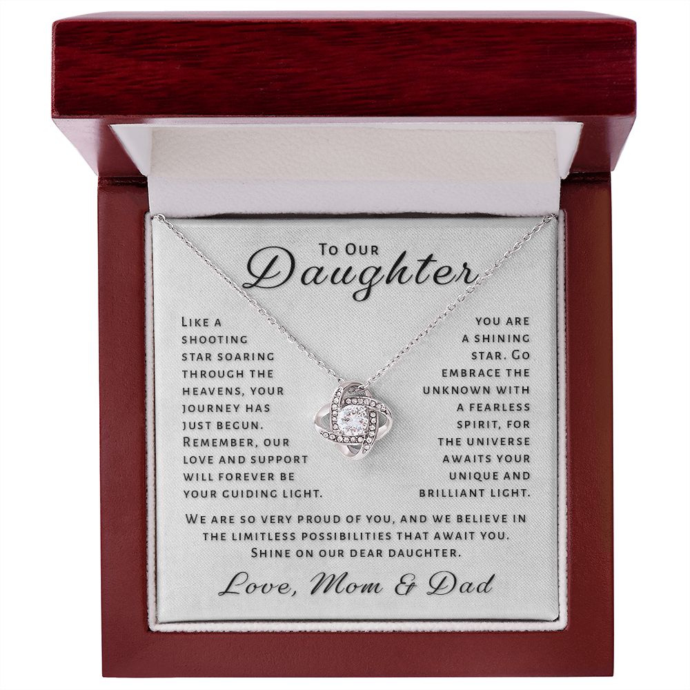 Gift For Daughter From Mom & Dad - Shining Star Love Knot Necklace