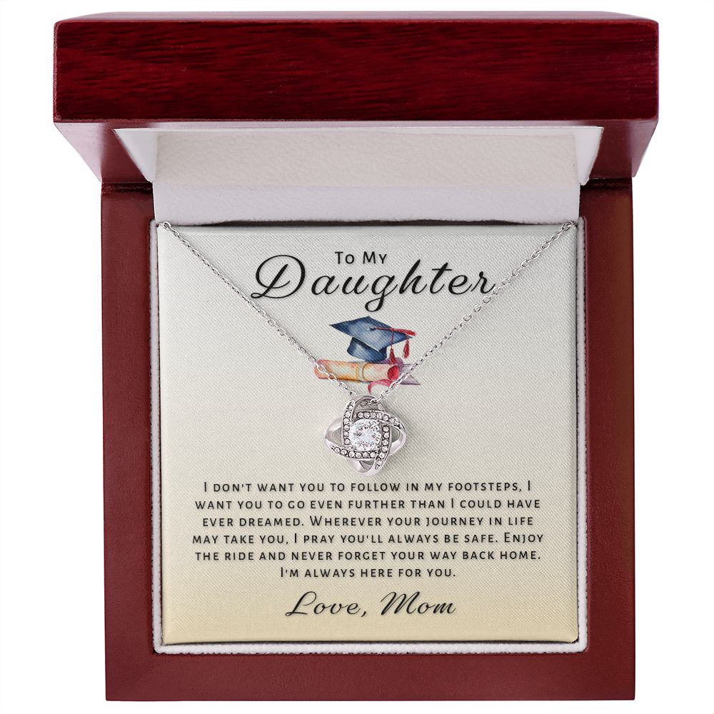 Gift For Daughter From Mom - Go Further Grad Love Knot Necklace