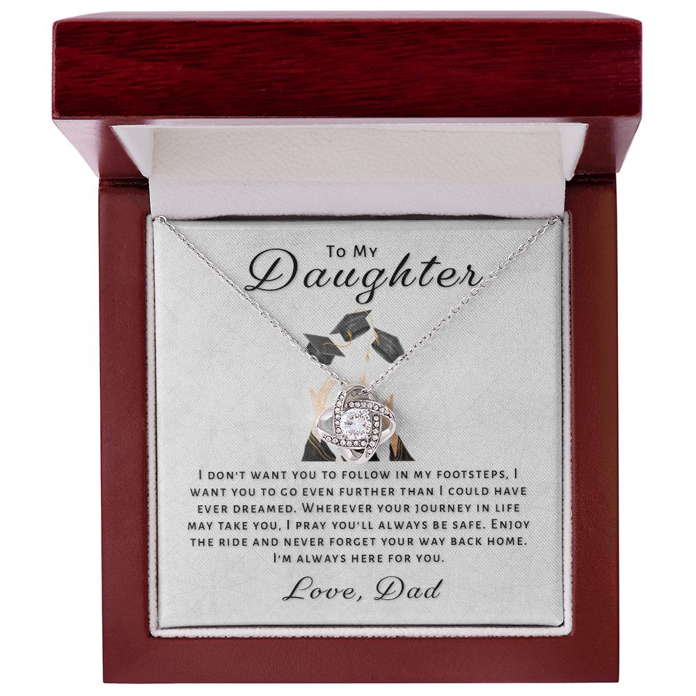 Gift For Daughter From Dad - Go Further Grad Love Knot Necklace