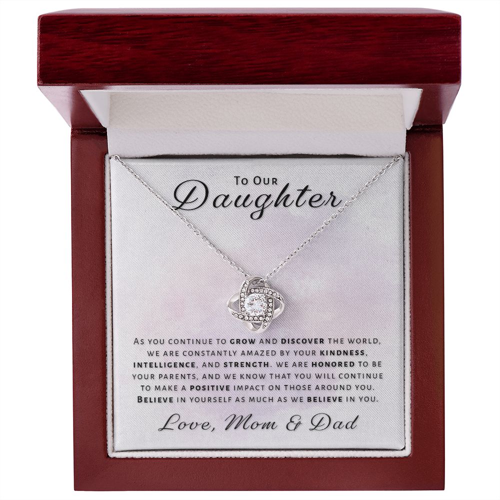 Gift for Daughter From Mom & Dad - Honored Love Knot Necklace