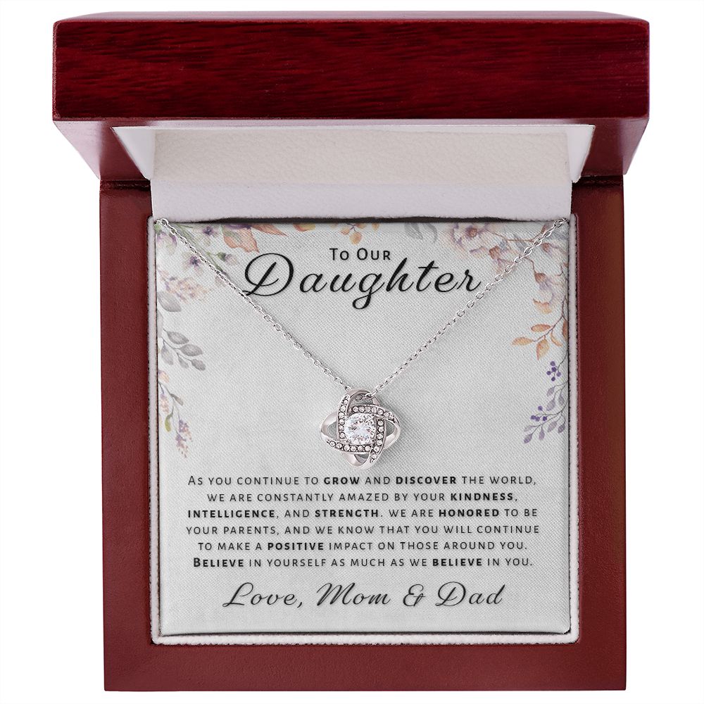 Gift for Daughter From Mom & Dad - Honored Love Knot Necklace